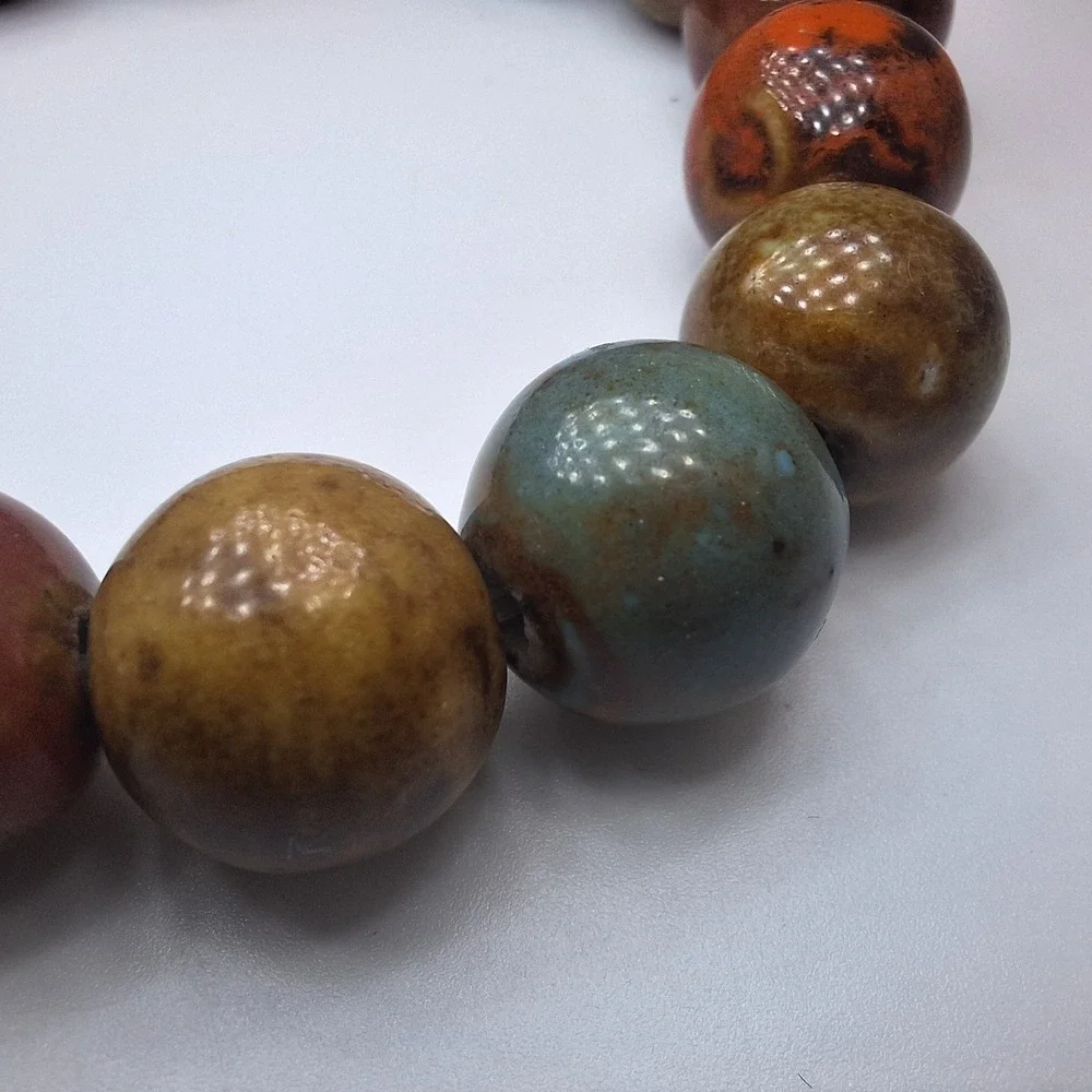 Boho Beaded Stretch Bracelet Earth Tone Colors‎ Handmade